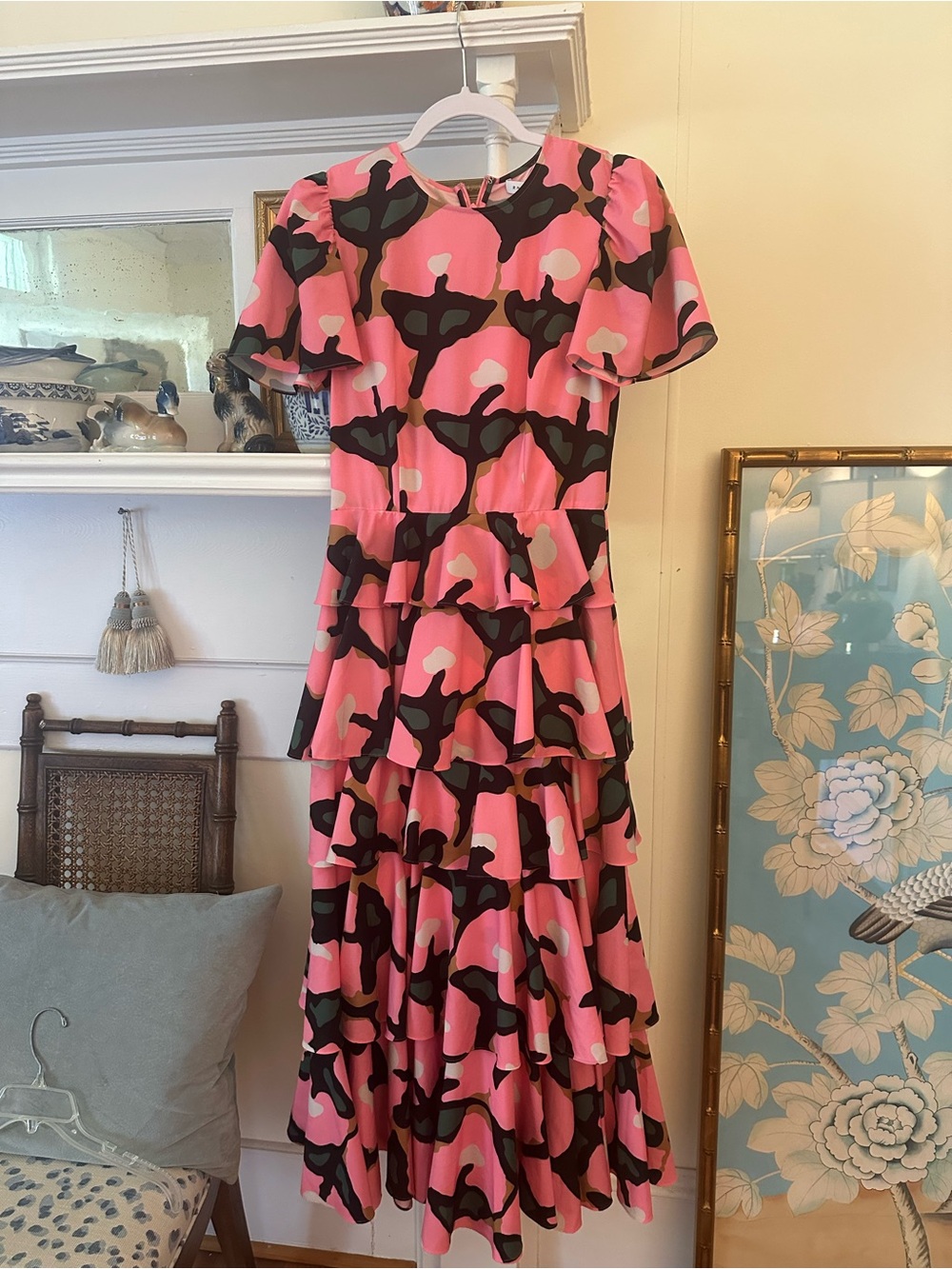 Women's Pink Tiered Ruffle Dress Rhode